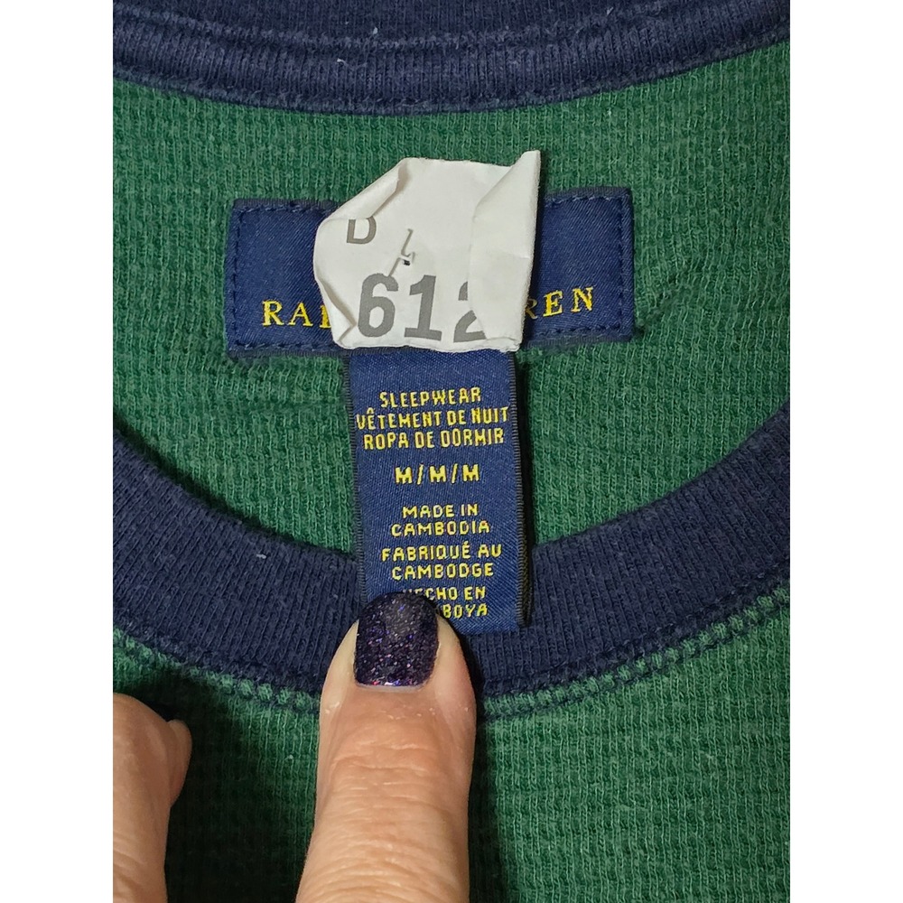 Polo Ralph Lauren Green Thermal Long Sleeve Shirt Adult M‎ P Logo Crew Neck (AE) - Picture 7 of 7